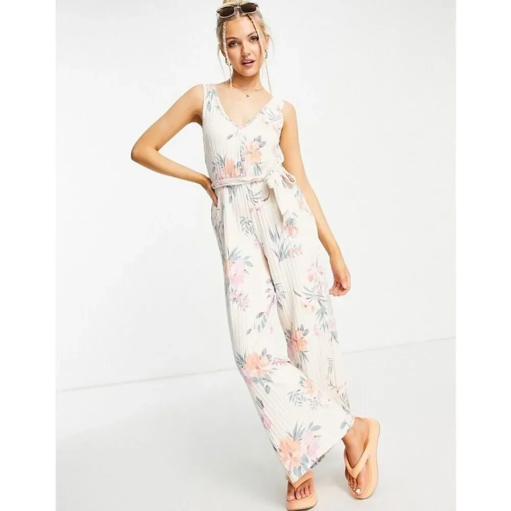 Gilly Hicks Wide Leg Ribbed Jumpsuit Romper | S